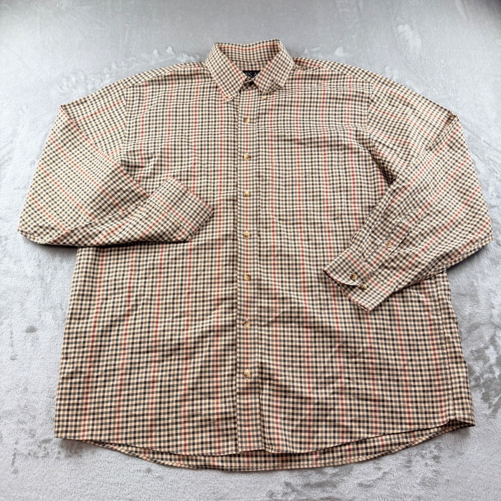Jos A Bank Mens XL Traveler Collection Plaid Button Down Shirt Multicolor Cotton